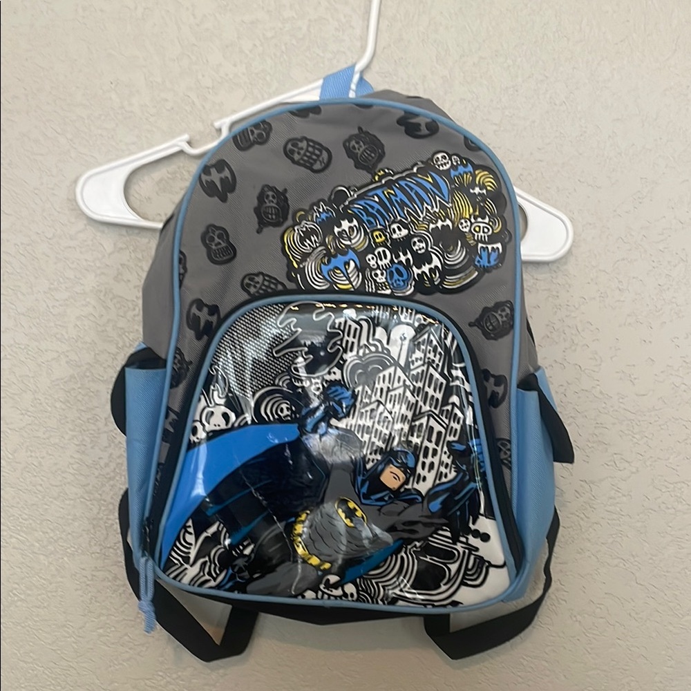 Batman Themed Backpack with Blue Accents